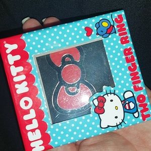 Loungefly Sanrio Hello Kitty bow double finger ring size standard silver & red